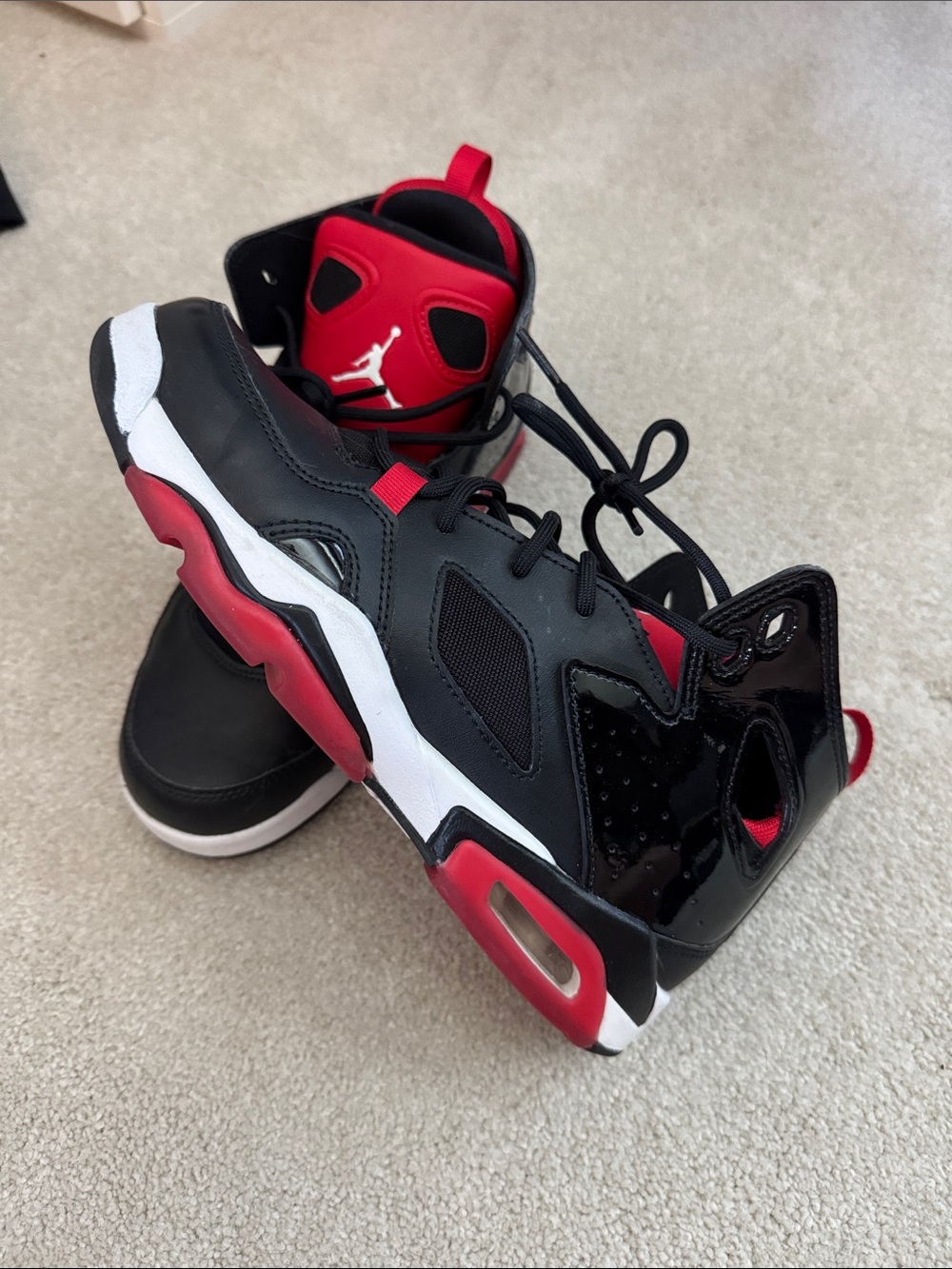 Jordan Kids Black and Red High-Top Sneakers